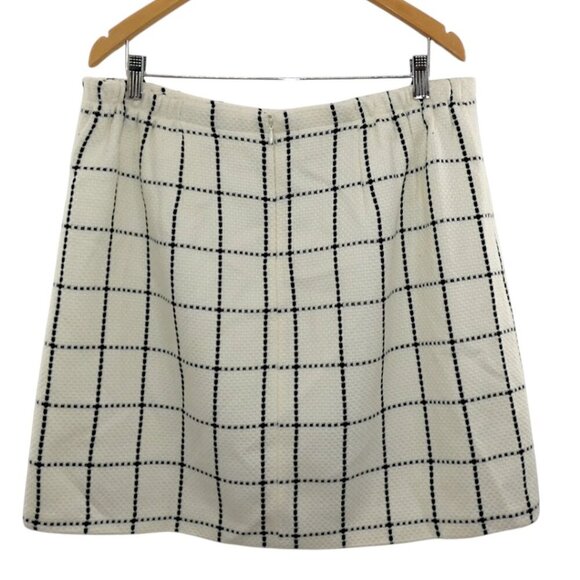 Cato Plus 16W White Ivory Black Windowpane Tweed Mini Skirt Lined Preppy Chic - Picture 3 of 7